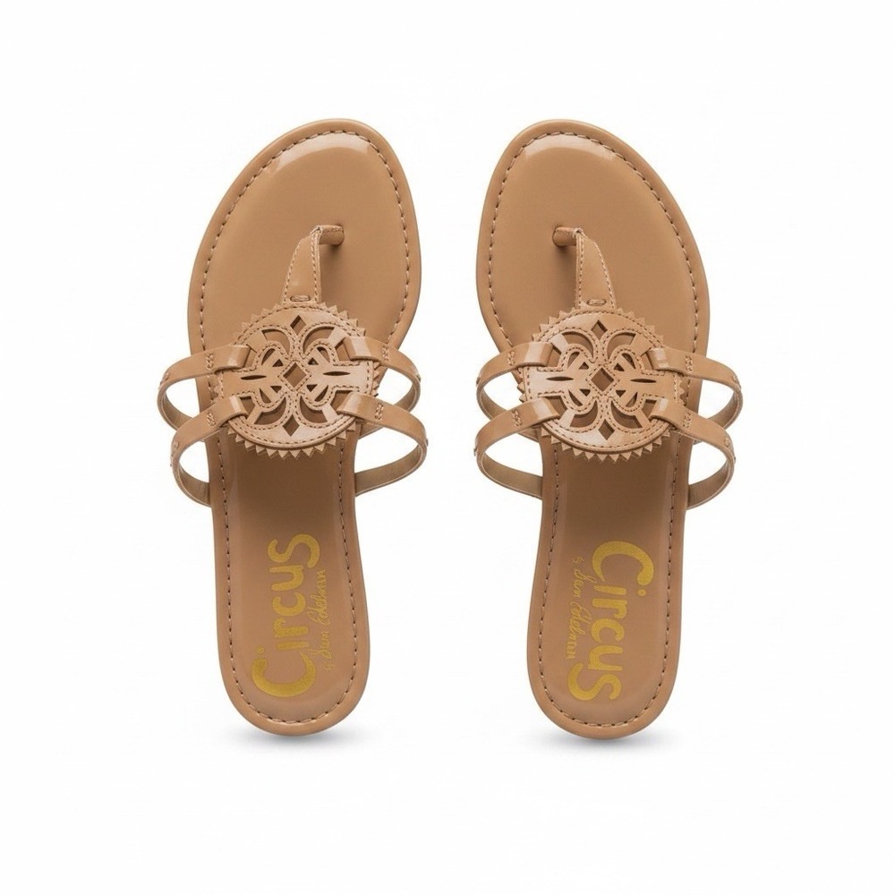Circus Sam Edelman Nude Cutout Strappy Slide Sandals Boho Western Festival 7 Tan